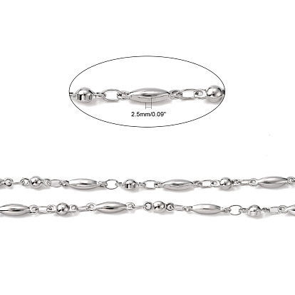 304 maillons en acier inoxydable chaînes, soudé, décoratif chaîne de perle de boule, avec connecteur ovale, 2.5mm