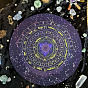 Round Eco-friendly Rubber Pendulum Altar Mats, Starry Sky Rubber Pad for Divination, 12 Constellations Tablecloth, Tarot Card Cloth