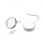 304 Stainless Steel Earring Hooks, Cabochon Settings, Flat Round