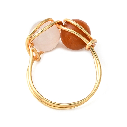 5 шт. 5 стиль, набор колец на круглый палец из натуральных смешанных драгоценных камней, золотые медные кольца с проволокой