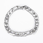 Trendy Men's 304 Stainless Steel Figaro Chain Necklaces and Bracelets Jewelry Sets, with Lobster Claw Clasps