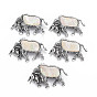 Cow Alloy Brooch, Natural Shell Lapel Pin with Loop for Backpack Clothes Pendant Jewelry, Cadmium Free & Lead Free, Antique Silver