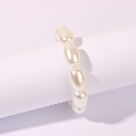 Elegante pulsera elástica de perlas con cuentas hechas a mano para joyería de moda femenina