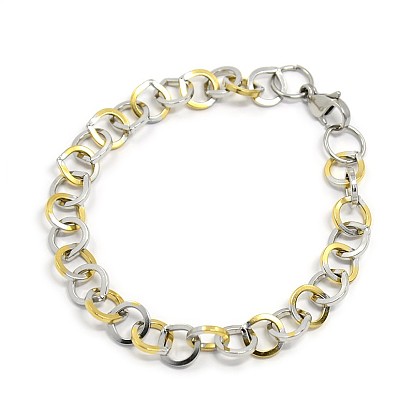 Fashionable 304 Stainless Steel Cable Chain Bracelets, with Lobster Claw Clasps, 8-5/8 inch (220mm), 9mm
