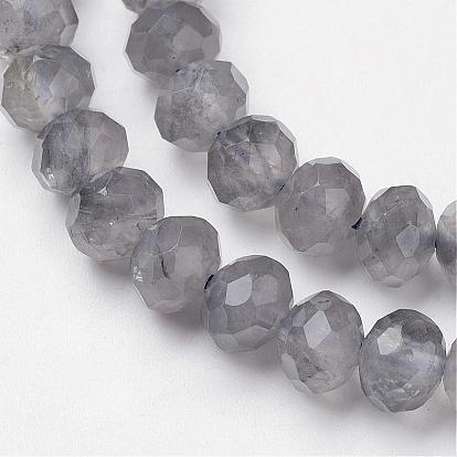 Nuageux naturelle perles de quartz brins, rondelle, facette