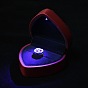 Cajas de almacenamiento de anillos de plástico en forma de corazón, Estuche de regalo para anillos de joyería con interior de terciopelo y luz LED.