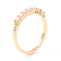 Anillo ajustable de circonita cúbica, anillo de dedo de latón chapado en oro real 18k para mujer