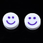 Handmade Polymer Clay Beads, for DIY Jewelry Crafts Supplies, Flat Round with Smiling Face