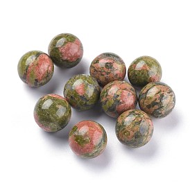 Perles de unakite naturelles, sphère de pierres précieuses, pas de trous / non percés, ronde