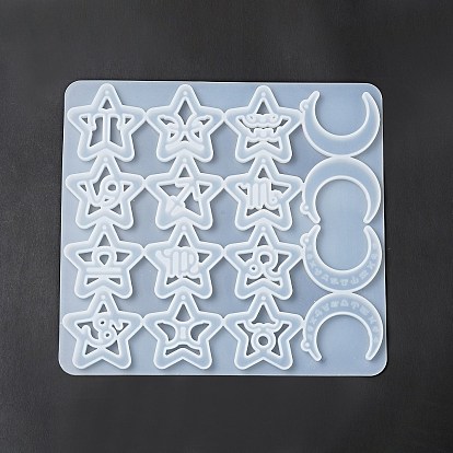 Twelve Constellations Moon & Star Pendants Silicone Molds, Resin Casting Molds, for UV Resin, Epoxy Resin Jewelry Making