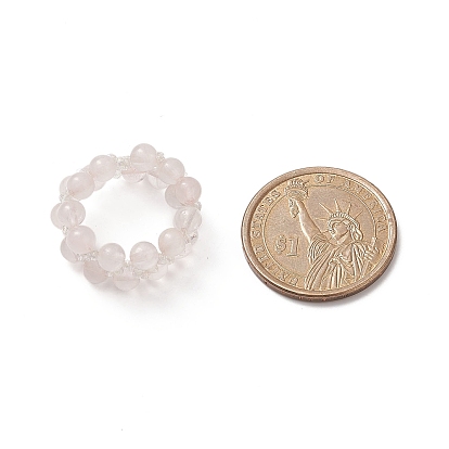 Женское эластичное кольцо из бисера с натуральными драгоценными камнями и стеклом