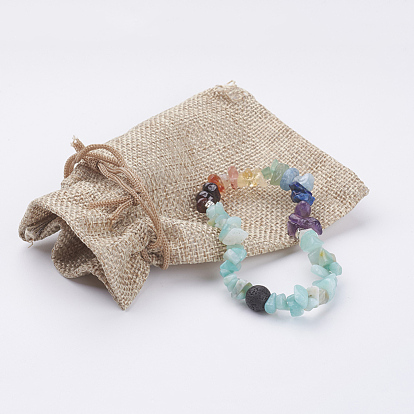 Chakra bijoux, bracelets extensibles de puce de pierre gemme naturelle