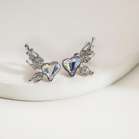 Colorful Love Wings Ear Clip - Fashionable and Elegant Rhinestone Ear Cuff