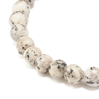 Круглый эластичный браслет из натуральной кунжутной яшмы / киви яшмы из бисера, украшения из драгоценных камней для женщин