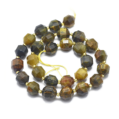 Hilos de perlas de pietersita natural, facetados, rondo
