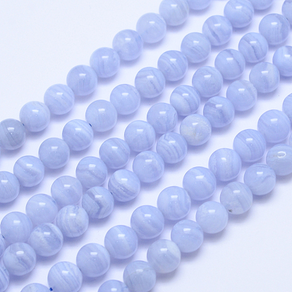 Grade A Natural Blue Lace Agate Round Bead Strands