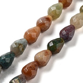 Natural Indian Agate Beads Strands, Faceted Teardrop