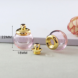 Transparent Glass Openable Perfume Bottle Pendants, with Brass Findings, Round