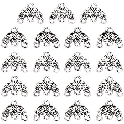 Enlaces de componente araña de aleación de estilo tibetano, triángulo con la flor