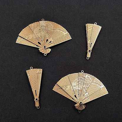 Brass Connector Charms, Miniature Fan Links, for Dollhouse Decoration