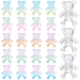 Nbeads 24Pcs 6 Style 1-Hole Transparent Spray Painted Acrylic Buttons, Bear