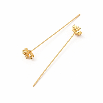 Brass Crystal Rhinestone Flower Head Pins