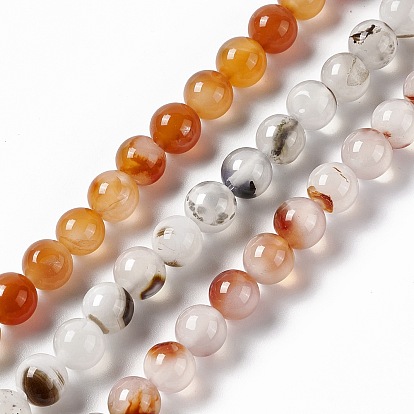 Natural Agate Beads Strands, Grade AB, Round