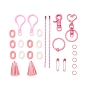 DIY Keychain Making Kits, with Brass Split Keychain Rings & Swivel Clasps, Iron Heart Key Clasps & Ball Chains & Pins, Tassel Pendants, Plastic Clasps and Acrylic Linking Rings