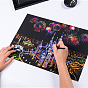 Scratch Rainbow Painting Art Paper, DIY Night View of the City Scratchboard, with Paper Card and Sticks