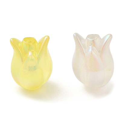 Placage uv perles acryliques transparentes, perles lumineuses, iridescent, tulipe