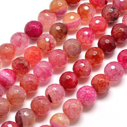 Agate naturelle teints perles rondes facettes brins, 12mm, Trou: 1mm, Environ 32 pcs/chapelet, 14.5 pouces ~15 pouces