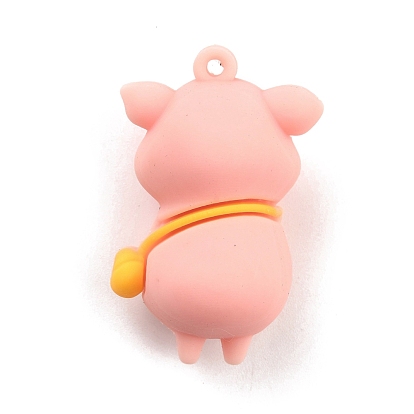 PVC Pendants, for DIY Keychain Making, Pig with Bag