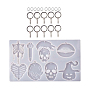 Bricolage silicone halloween thème pendentif moules et porte-clés et anneau de saut ensemble, moules de résine, pour la résine UV, fabrication de bijoux en résine époxy, citrouille/squelette/lèvre