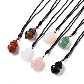Gemstone Pendant Necklace with Nylon Cord for Women