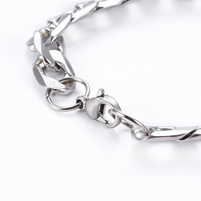 304 inoxydable ensembles chaînes de bijouterie de bordure en acier, colliers et bracelets