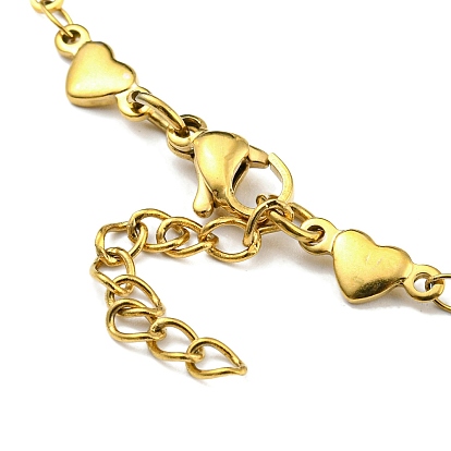 Bracelet chaîne à maillons cœur et fleur en émail, placage sous vide doré 201 bracelet en acier inoxydable