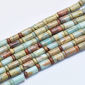 Natural Aqua Terra Jasper Beads Strands, Column