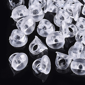 Acrylic Bead Cap Bails, for Cover Pendants, Flat Round