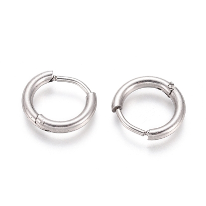 202 Stainless Steel Huggie Hoop Earrings, Hypoallergenic Earrings, with 316 Surgical Stainless Steel Pin