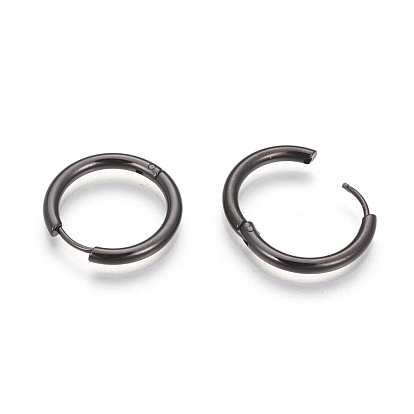 Ion Plating(IP) 304 Stainless Steel Hoop Earrings, Manual Polishing Huggie Earrings