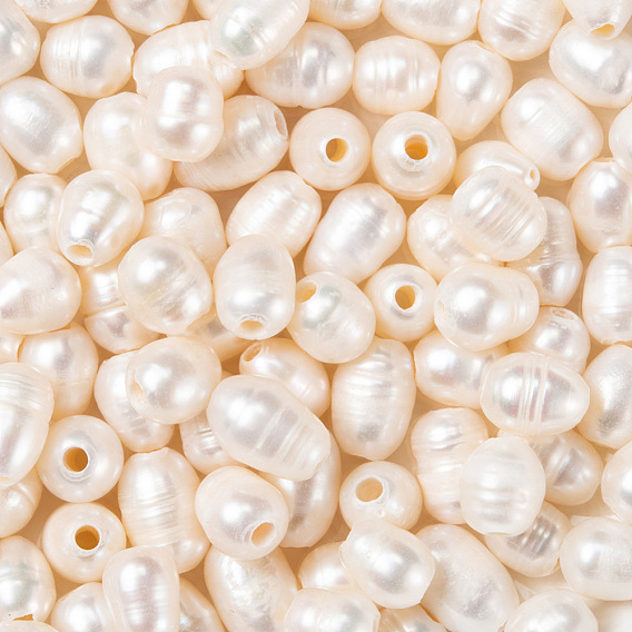 Perles de perles de grand trou, perles en vrac de perles de culture d'eau douce naturelles, teint, riz