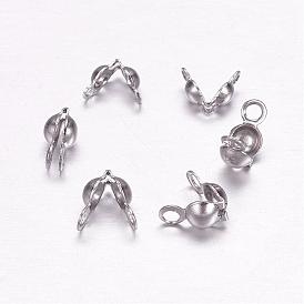 304 Stainless Steel Bead Tips, Calotte Ends, Clamshell Knot Cover