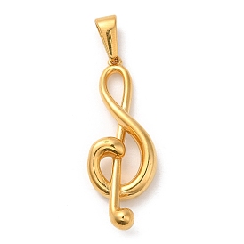 Vacuum Plating 304 Stainless Steel Pendants, Long-Lasting Plated, Musical Note Charm