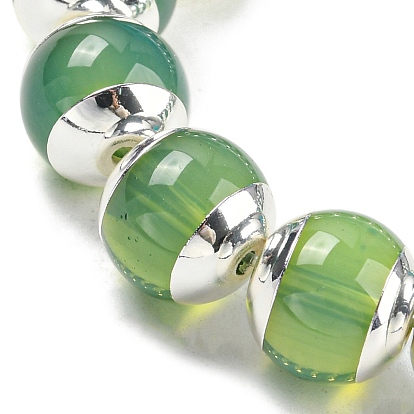 Perlas de vidrio, con extremos de latón en tono platino, rondo