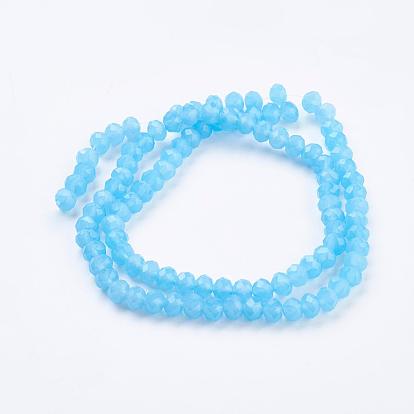 Glass Beads Strands, Imitation Jade Style, Faceted, Rondelle