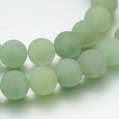 Frosted Round Natural Green Aventurine Beads Strands, 8mm, Hole: 1mm, about 50pcs/strand, 15 inch
