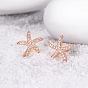SHEGRACE 925 Sterling Silver Stud Earrings, with Micro Pave AAA Cubic Zirconia Starfish/Sea Stars