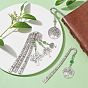 Natural Malaysia Jade & Green Aventurine Beaded Pendant Bookmarks with Alloy Tree of Life, Flower Pattern Hook Bookmarks