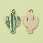 Cactus Theme, Alloy Pendants, with Enamel, Cactus, Light Gold