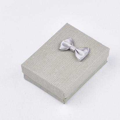 Boîtes d'ensemble de bijoux en carton, avec une éponge à l'intérieur, rectangle avec bowknot